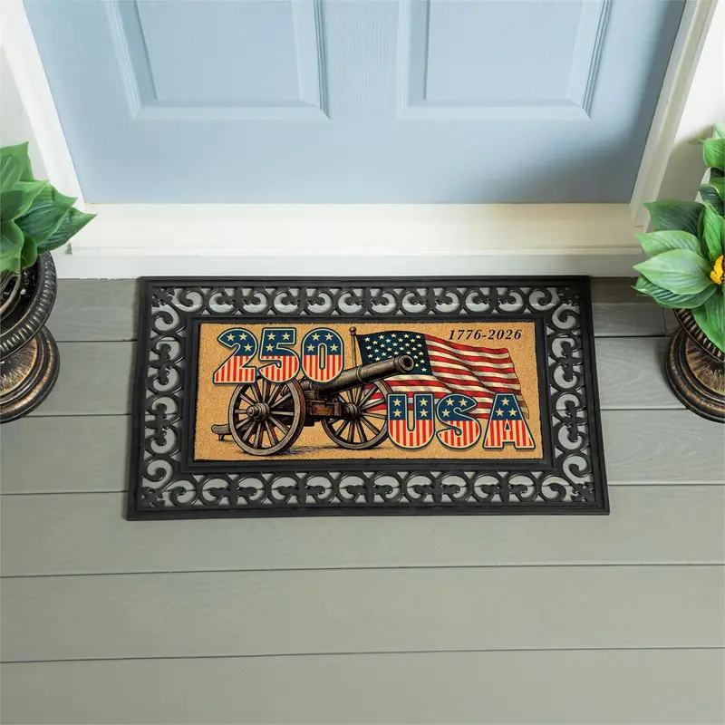 Red White & Bloom Flocked Coir Sassafras Switch Mat, "250 USA", 22"x10"