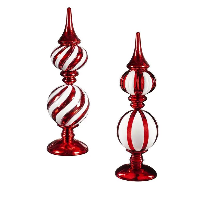 Red & White Shatterproof Garden Ornament, Asst of 2
