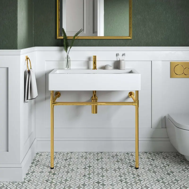 Redeem 32" Wall-Mount Gold Stainless Steel Bathroom Vanity By Modway - EEI-5540