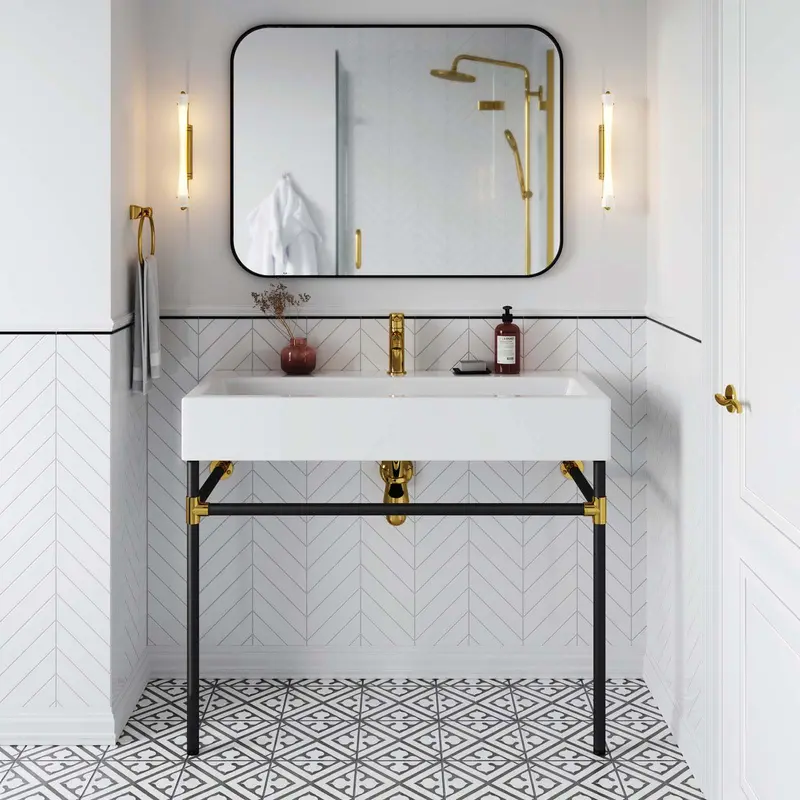 Redeem 40" Black Stainless Steel Wall-Mount Bathroom Vanity By Modway - EEI-5545
