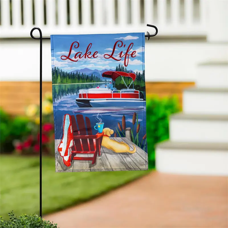 Relax You Are On Lake Time Applique Garden Flag