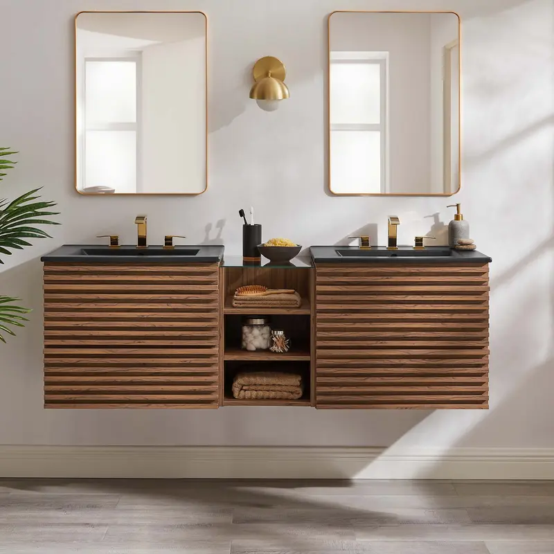 Render 62" Wall-Mount Double Sink Bathroom Vanity by Modway