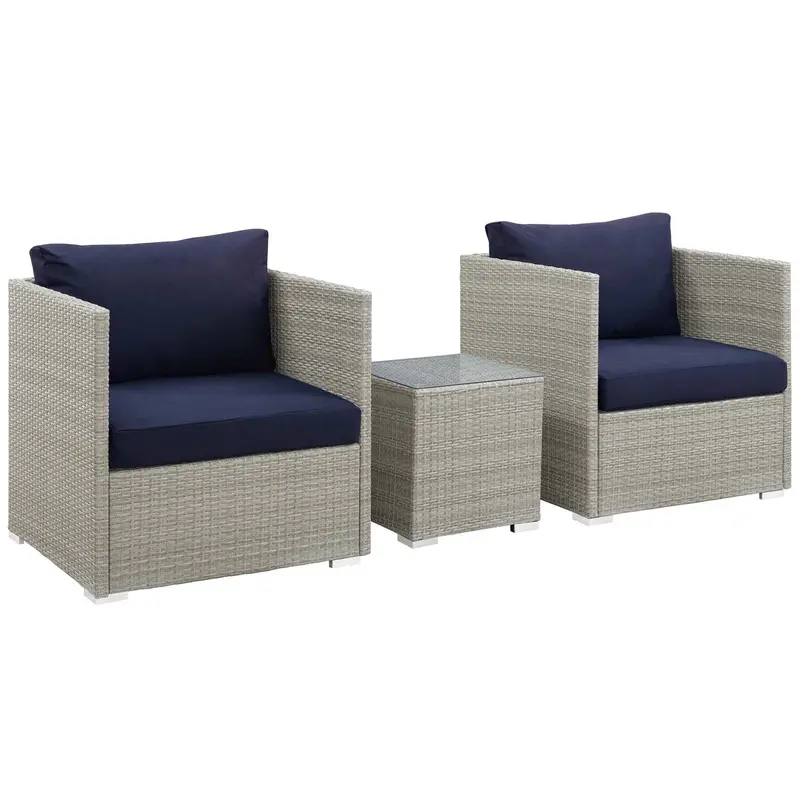 Repose 3 Piece Outdoor Patio Sunbrella® Sectional Set By Modway - EEI-3007