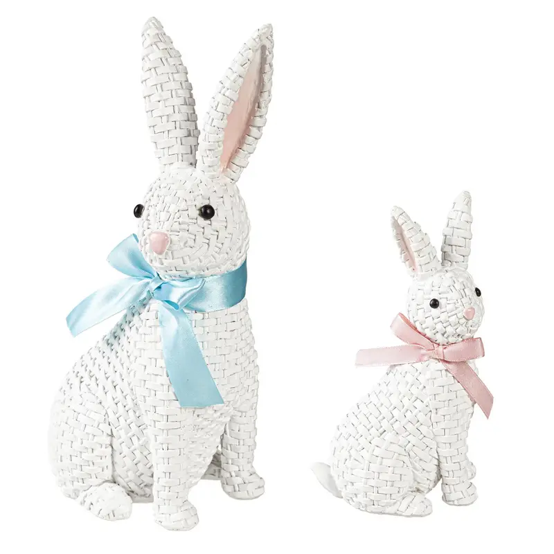 Resin Bunny with Bow Tabletop Décor, Set of 2