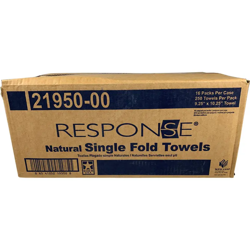Response Single Fold Banded Towel Natural 250 Ct | Strong, Absorbent Paper Towels for Efficient Drying