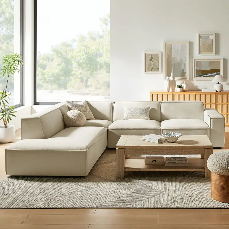 Restore 4-Piece Performance Fabric Upholstered Modular L-Shaped Sofa by Modway