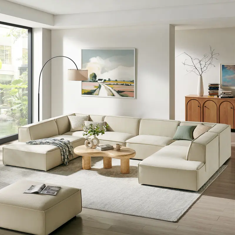 Restore 6-Piece Performance Fabric Upholstered U-Shaped Sectional Sofa by Modway