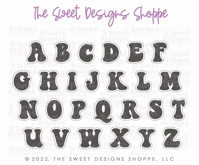 Retro Alphabet (Mid Size) - Set of 26 Cookie Cutters or Individual Cookie Cutters