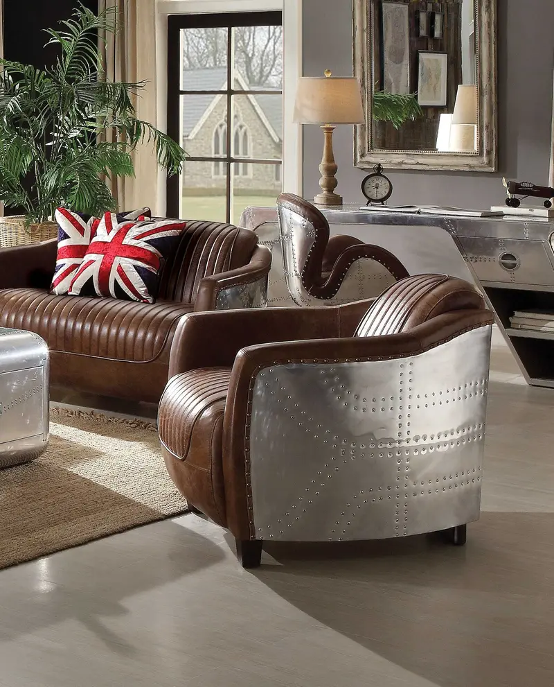 Retro Brown Leather Chair By Homeroots