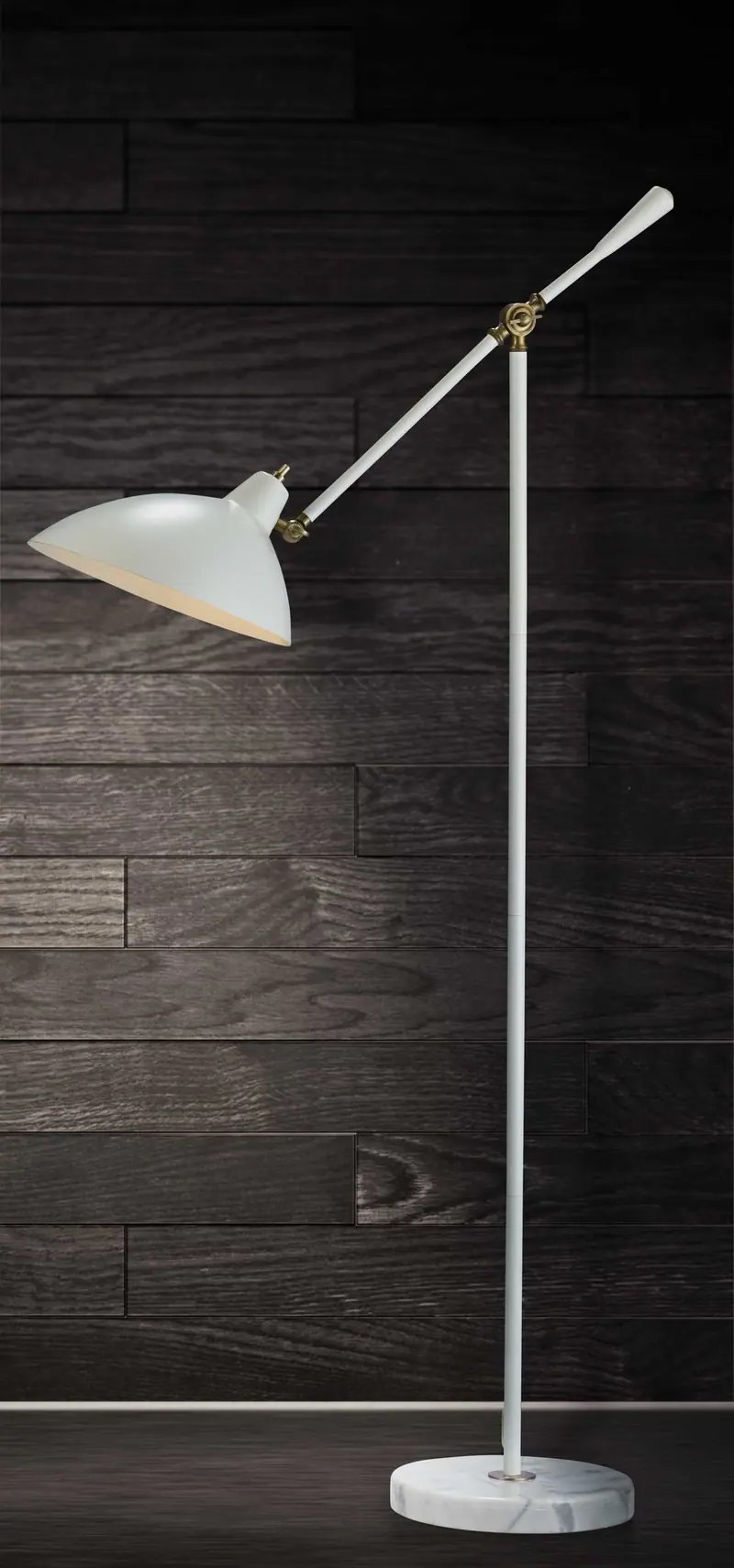 Retro Floor Lamp with Adjustable Abstract Oval White Metal Shade By Homeroots