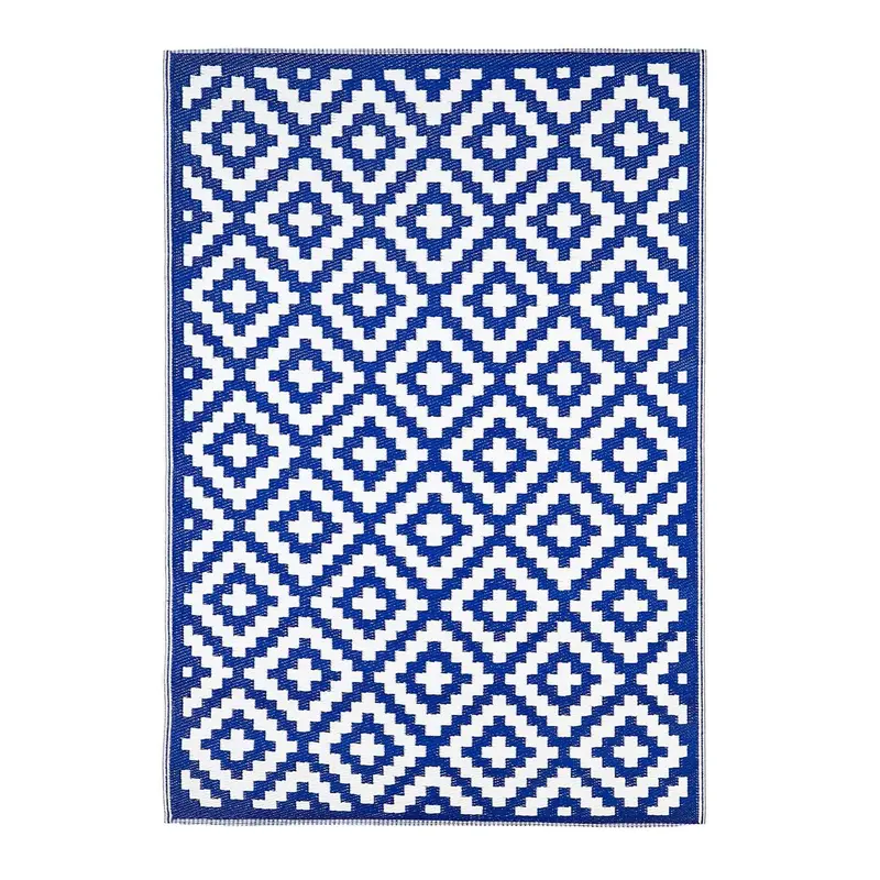 ReversibleWeather-resistant Rug 3'x5' Blue and White Birds Eye