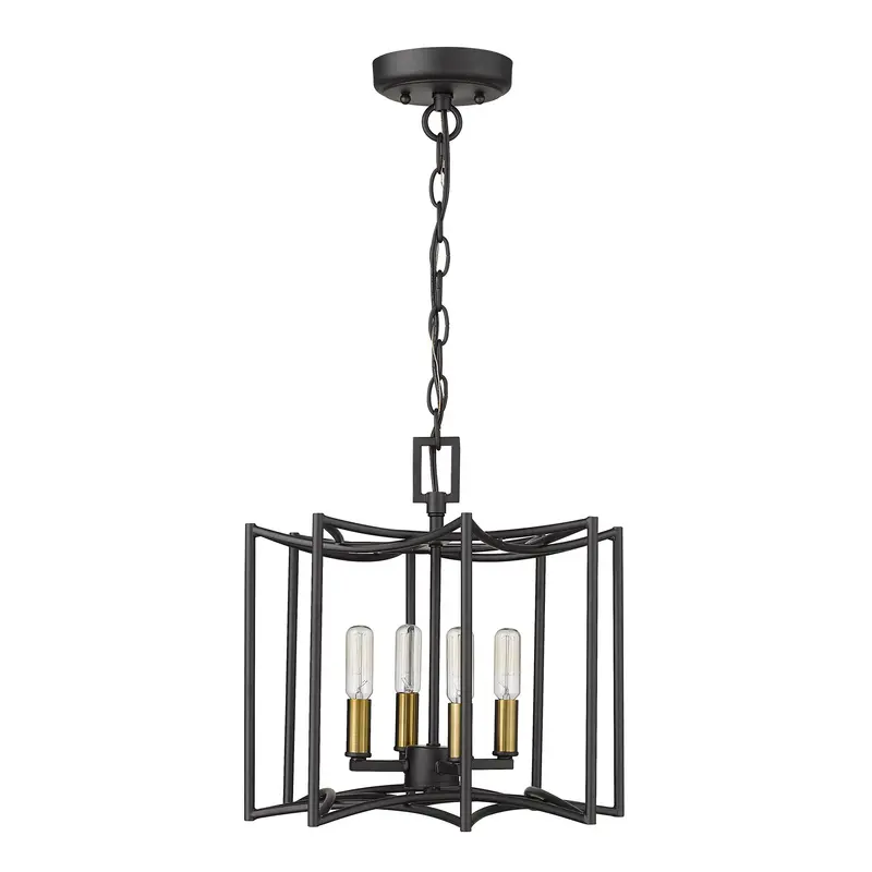 Rhian 4-Light Matte Black Pendant By Homeroots
