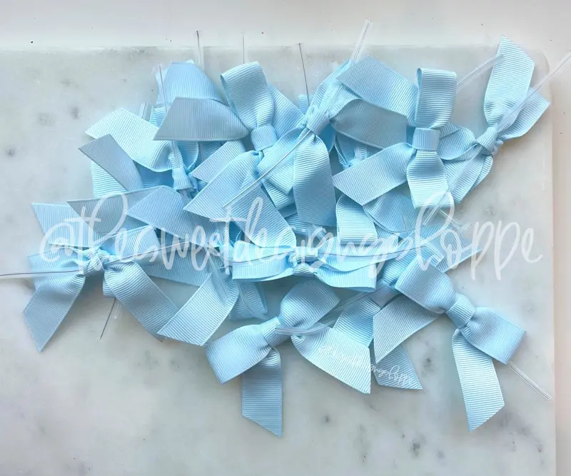 Ribbon Bow with Twist Tie - Blue Vapor Grosgrain - (50 Bows Pack)