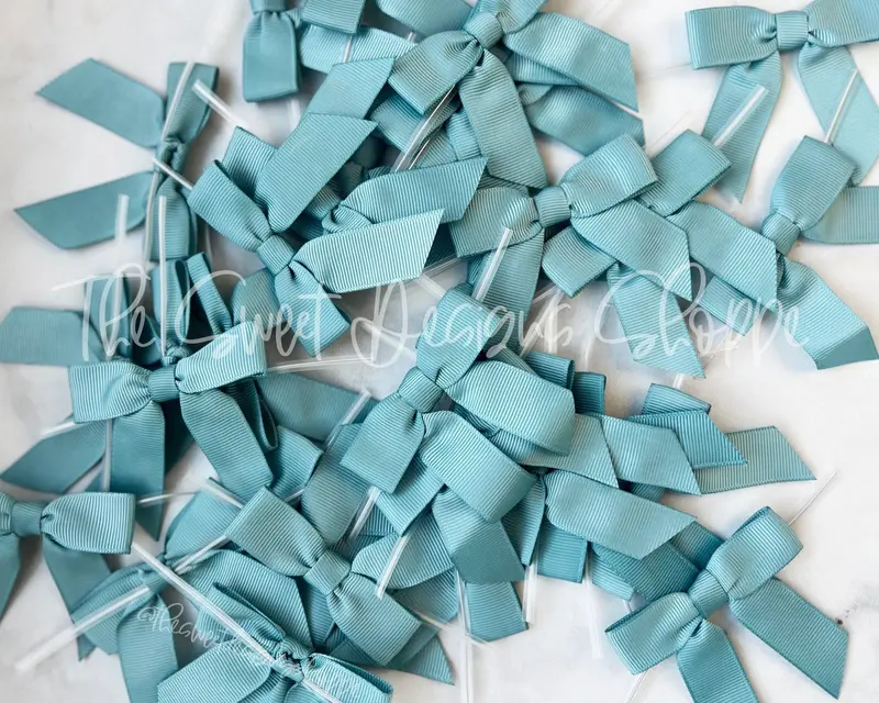Ribbon Bow with Twist Tie - Nile Blue Grosgrain - (50 Bows Pack)
