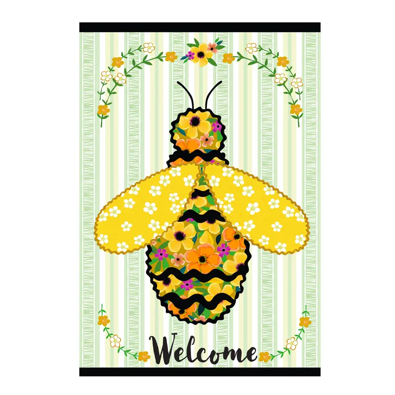 Ric Rac Bee Applique Garden Flag