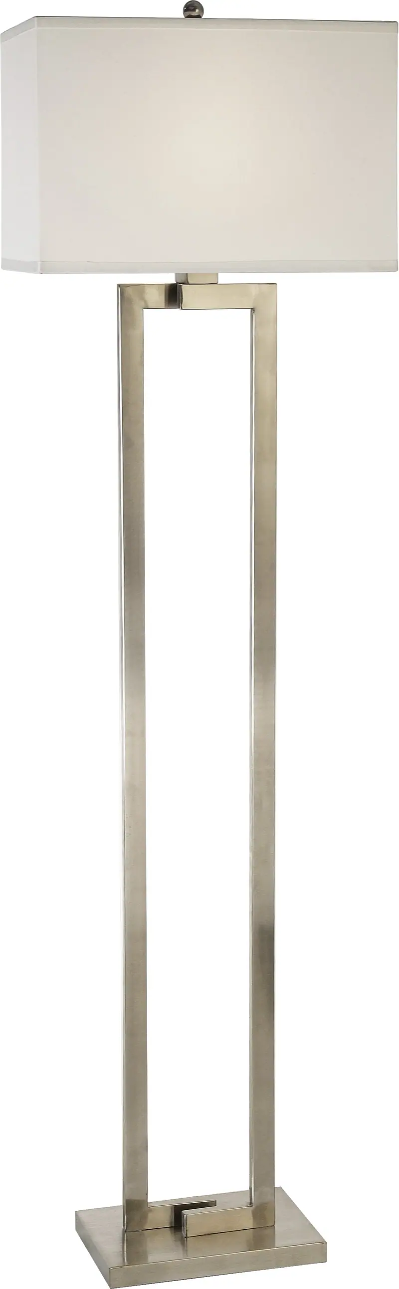 Riley 1-Light Brushed Nickel Floor Lamp With Off White Shantung Shade By Homeroots