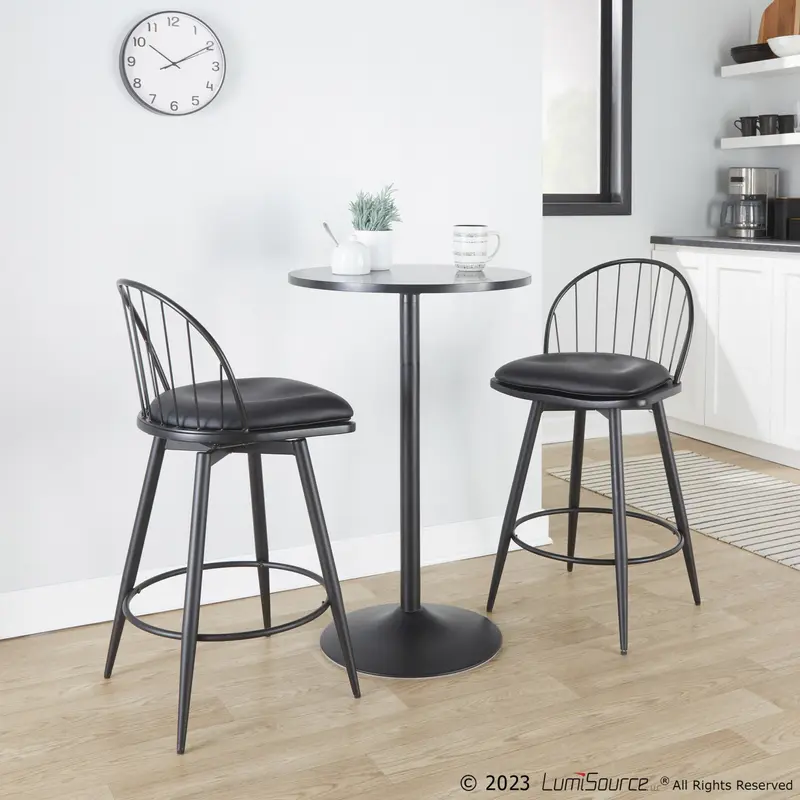 Riley 26" Fixed-Height Counter Stool - Set of 2 Black By LumiSource