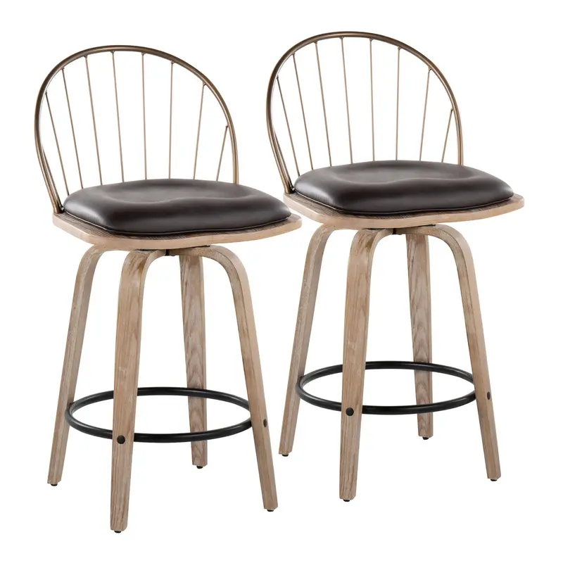 Riley 26" Fixed-Height Counter Stool - Set of 2 By LumiSource - B26-RILEYPU-GRTZQ2 WWANCUWW2