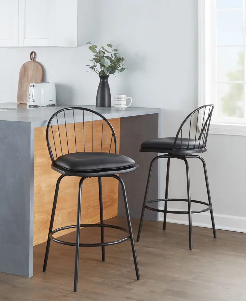 Riley Claire 26" Fixed-Height Counter Stool - Set of 2 Black By LumiSource