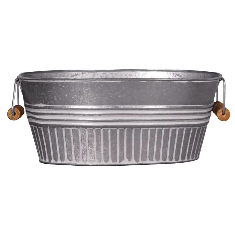 Robert Allen 9 in. H X 14 in. W X 6 in. D Metal Tub Planter Galvanized - Deal of The Week