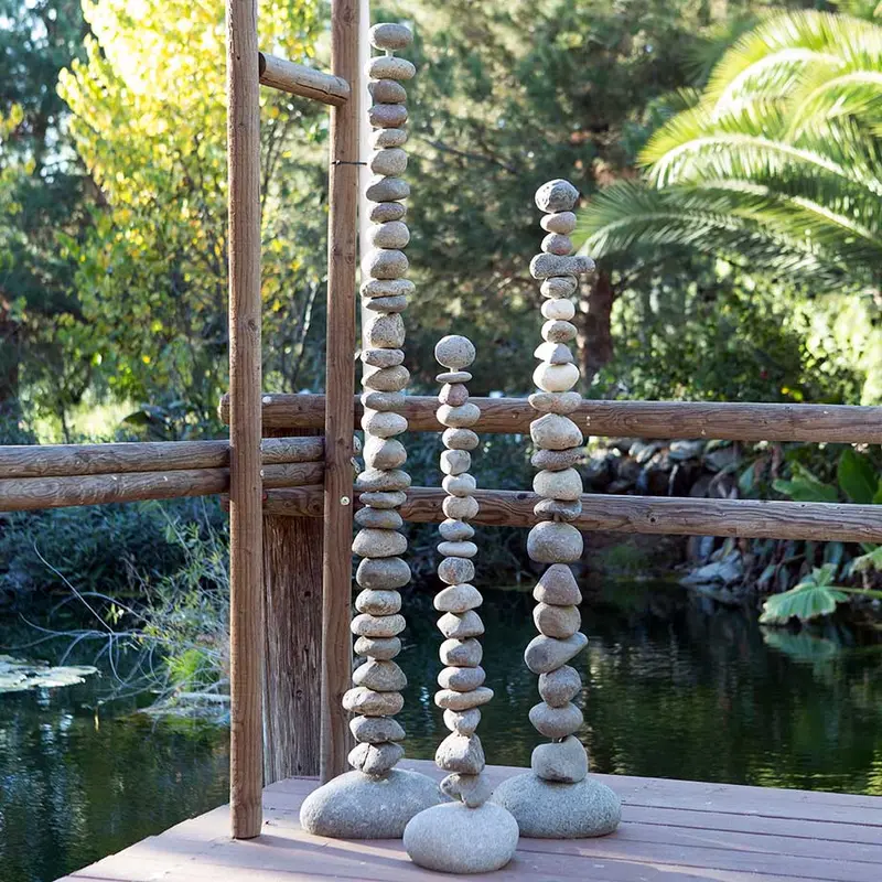 Rock Cairn Tower Septuple Set of 2 36" By Garden Age Supply