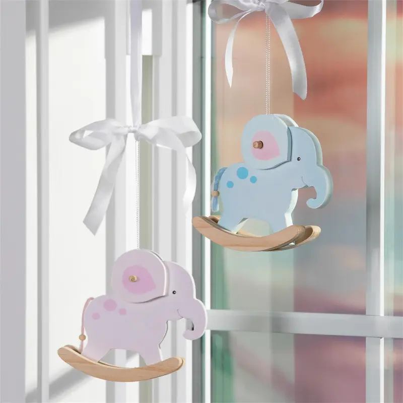 Rocking Elephant Wood Hanging Décor, 5"