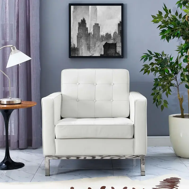 Rolina Armchair, White Leather By World Modern Design
