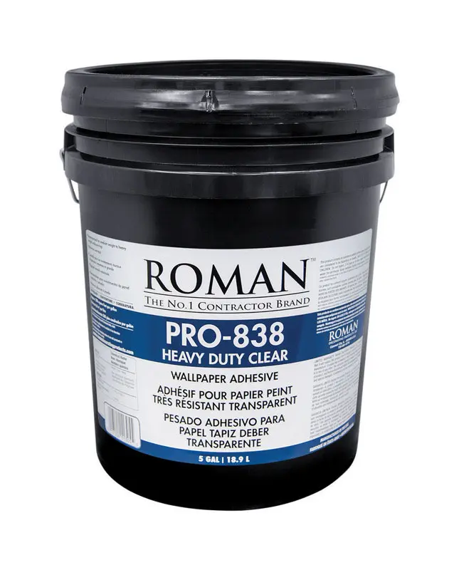 Roman PRO-838 Heavy Duty Clear High Strength Modified Starches Clear Wallpaper Adhesive 5 gal - Open Box
