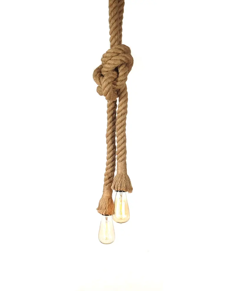 Rope Two Bulbs Pendant Lamp By Homeroots
