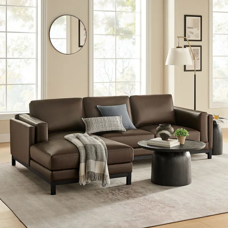 Roscoe Left-Facing Vegan Leather Sectional Sofa with Chaise by Modway