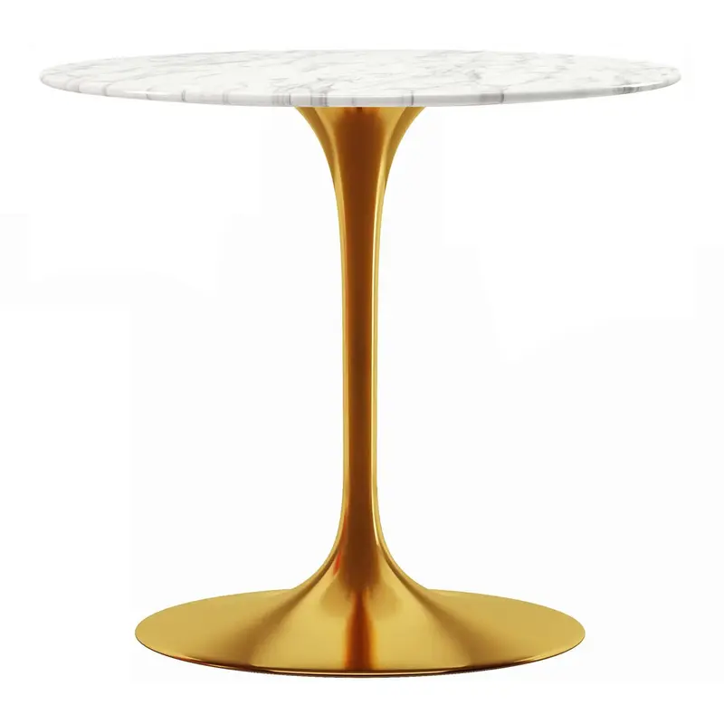 Rose 32" Round Marble Dining Table, Gold Base By World Modern Design