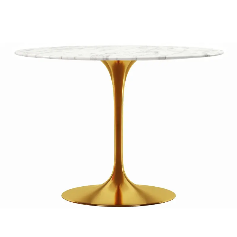 Rose 40" Round Marble Dining Table, Gold Base By World Modern Design