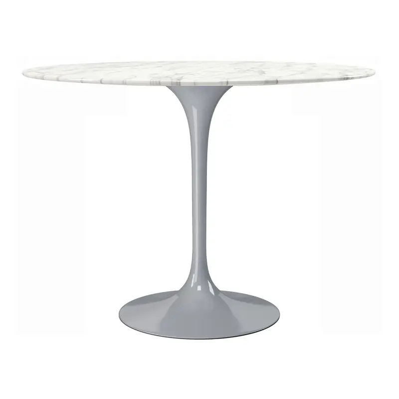 Rose 40" Round Marble Dining Table, Gray Base By World Modern Design