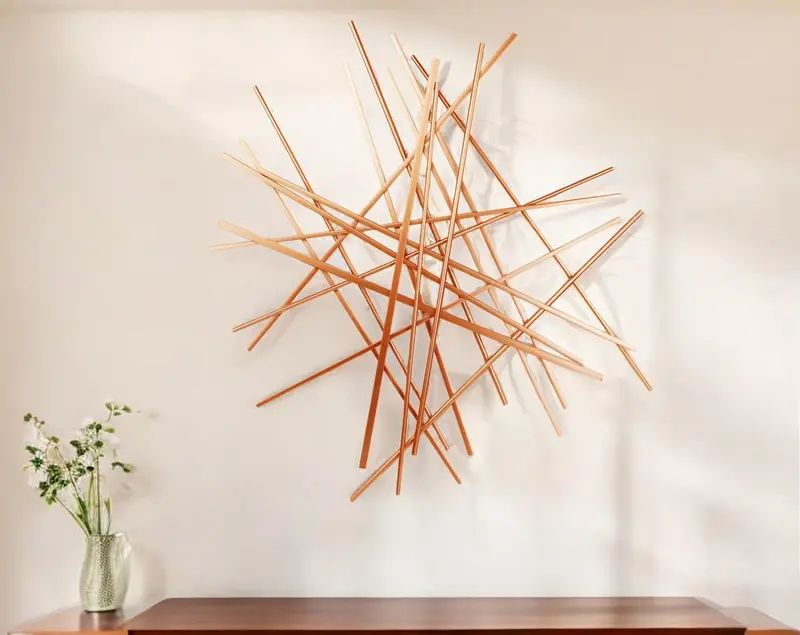 Rose Gold Metal Abstract Lines Hanging Dimensional Sculpture By Homeroots