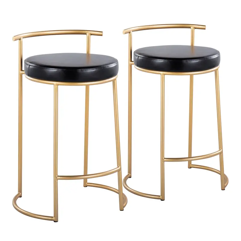 Round Fuji 26" Fixed-Height Counter Stool - Set of 2 Black By LumiSource - B26-RNDFUJIPU1 AUBK2