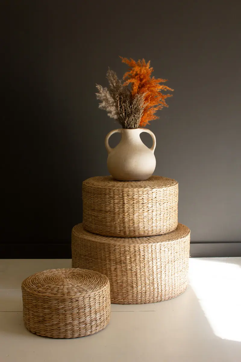 Round Natural Seagrass Stools Set Of 3 By Kalalou