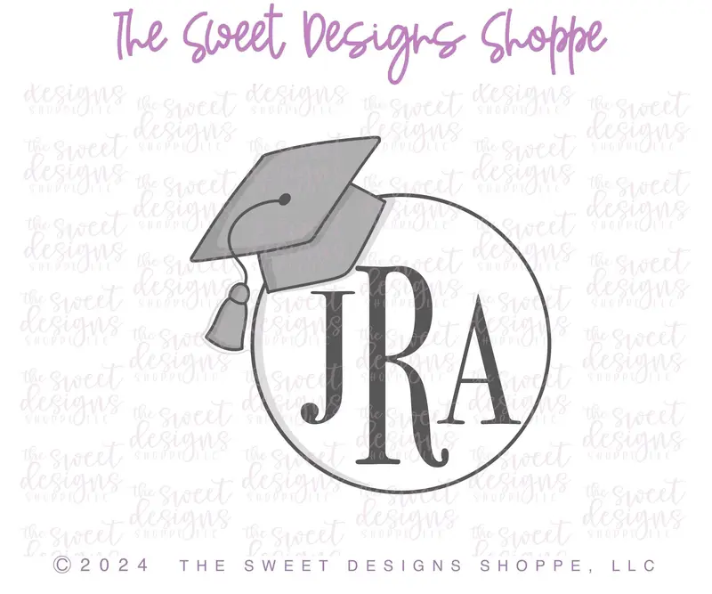 Round Plaque with Graduation Cap - Cookie Cutter