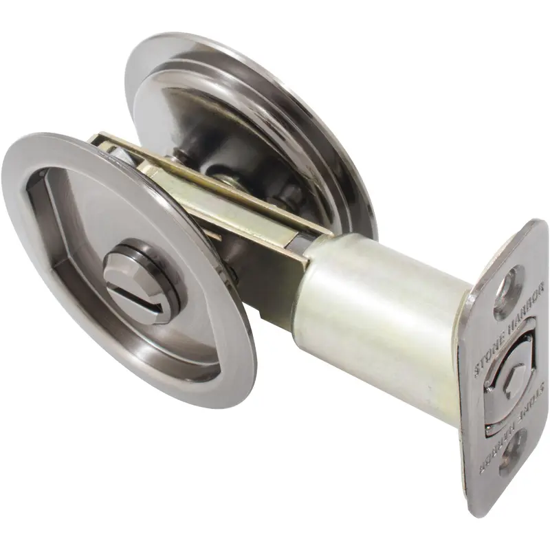 Round Pocket Door Lock, Privacy (Bed/Bath) Latch, 2-3/4 inch Backset, RCL, Antique Nickel by Stone Harbor Hardware (A) - Deal of The Week