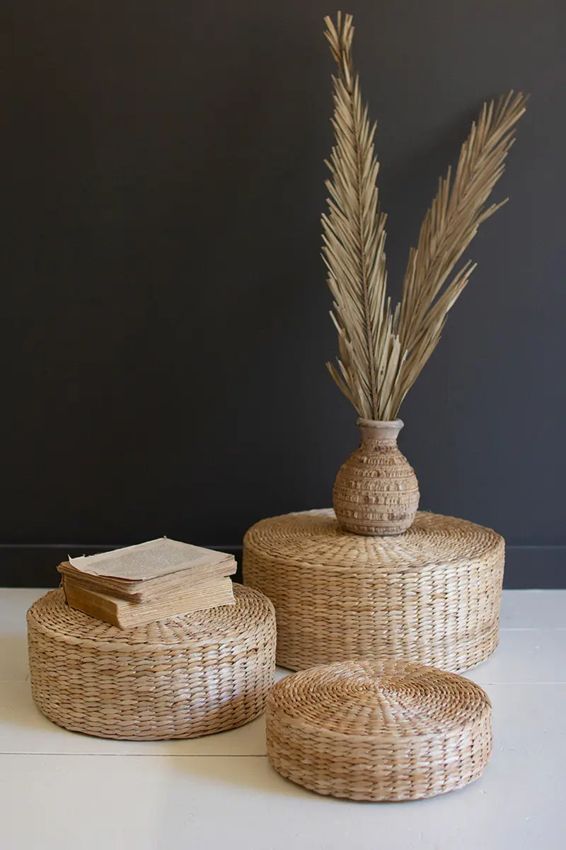 Round Sea Grass Risers Set Of 3 By Kalalou