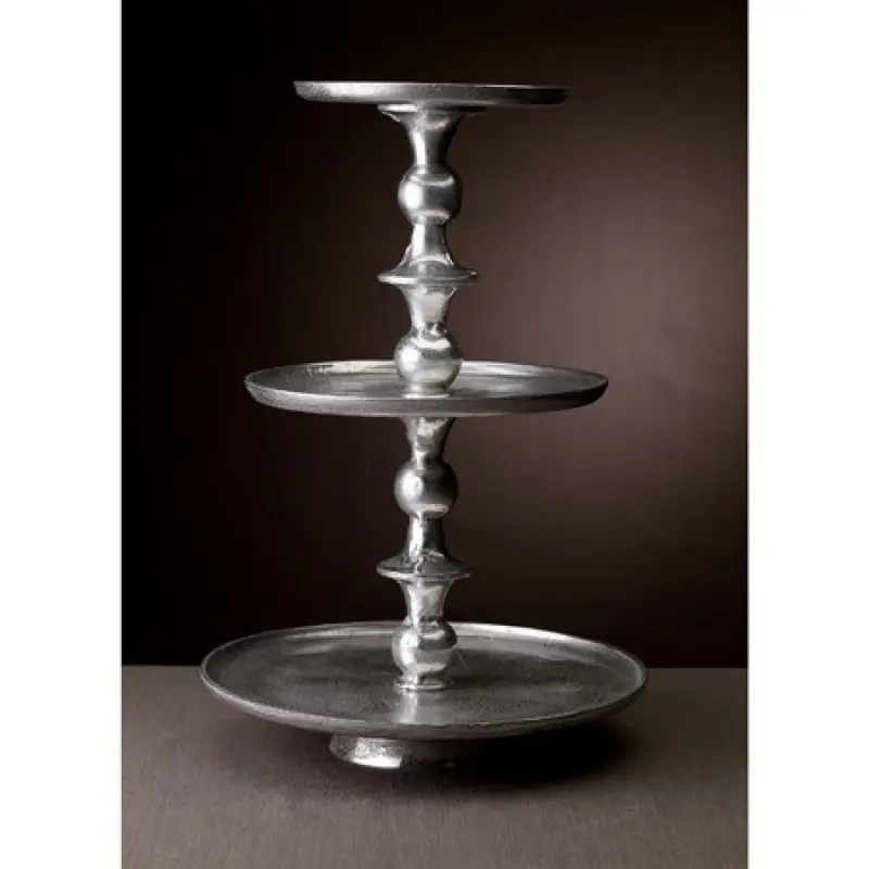 Round Silver Polished Three Tier Stand By Homeroots