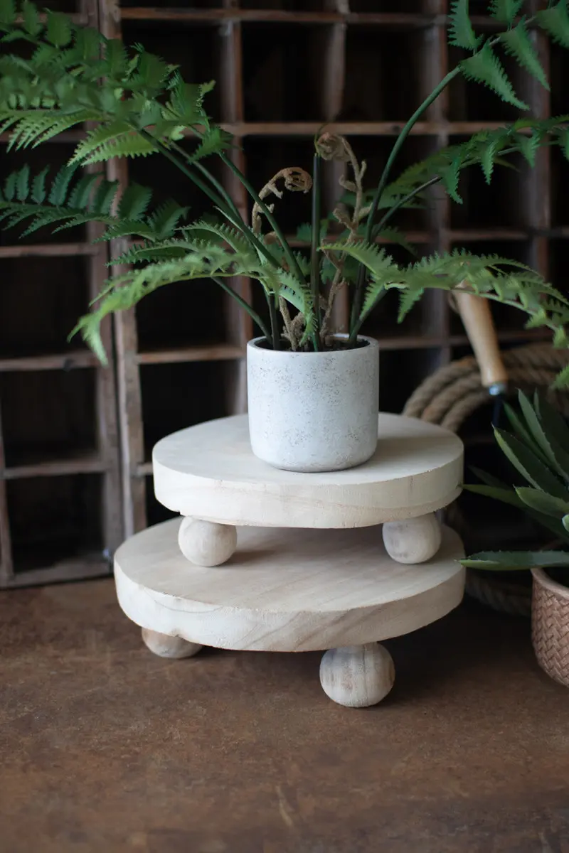 Round Wooden Risers With Ball Feet (Min 2) Set Of 2 By Kalalou