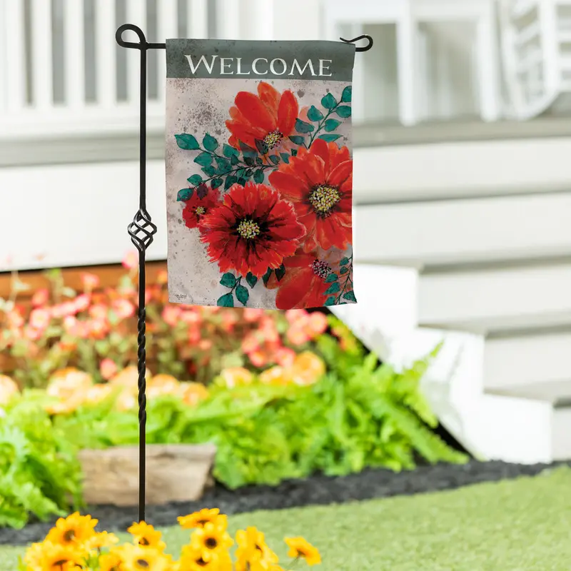 Royal Red Poppy Suede Garden Flag