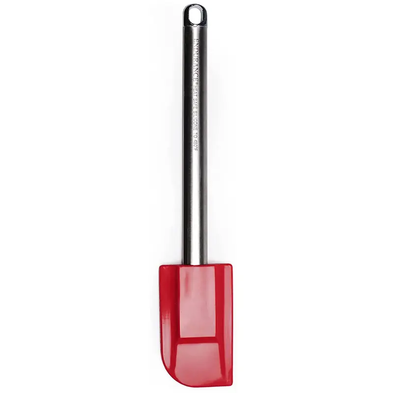 RSVP International Endurance Kitchen Tool Collection Silicone Spatula, Stainless Steel Handle, 10x2", Red
