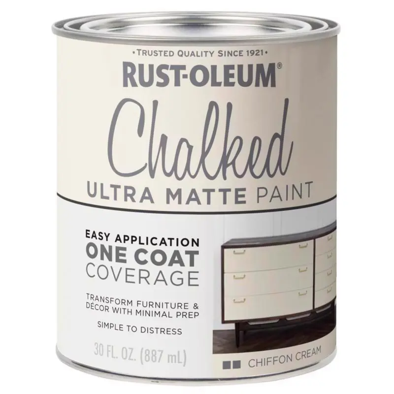 Rust-Oleum Chalked Ultra Matte Chiffon Cream Water-Based Chalk Paint 30 oz (Pack of 2) - Open Box