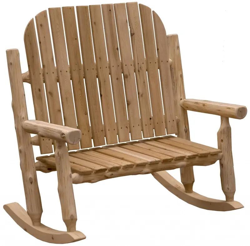 Rustic and Natural Cedar Two-Person Adirondack Rocking Chair By Homeroots