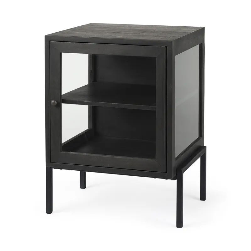 Rustic Black on Black Shadowbox Cabinet By Homeroots
