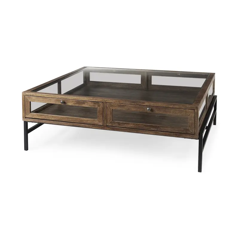 Rustic Dark Brown Brown Shadowbox Coffee Table By Homeroots