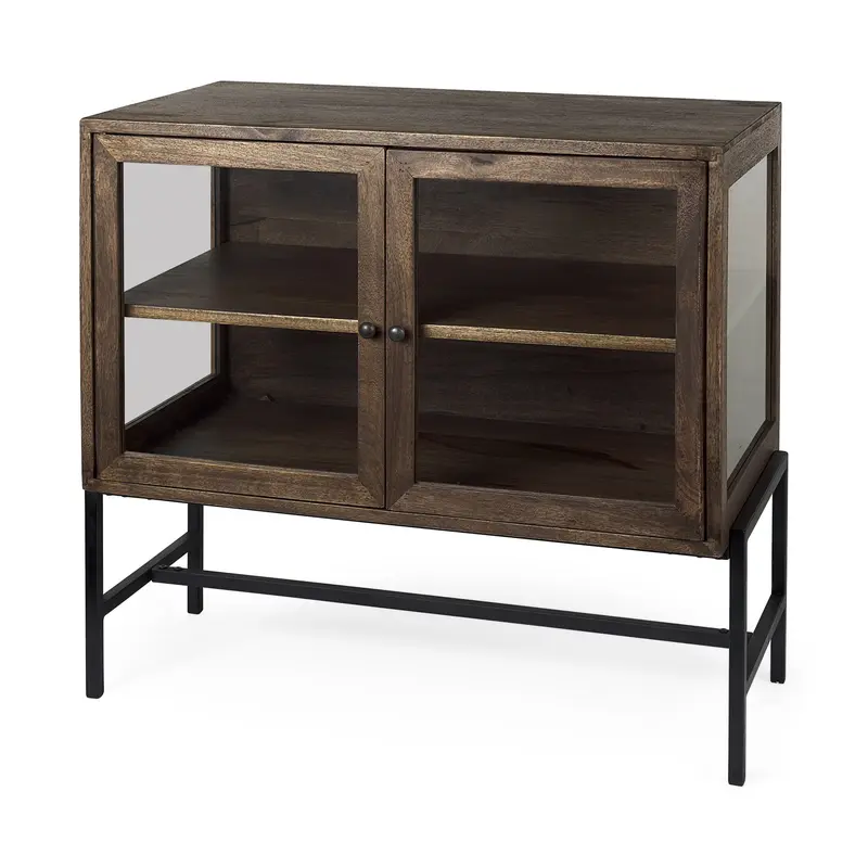 Rustic Dark Brown Two Door Shadowbox Cabinet By Homeroots