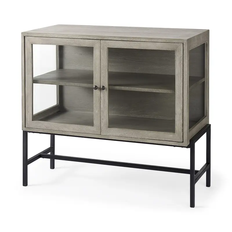 Rustic Dark Gray Two Door Shadowbox Cabinet By Homeroots