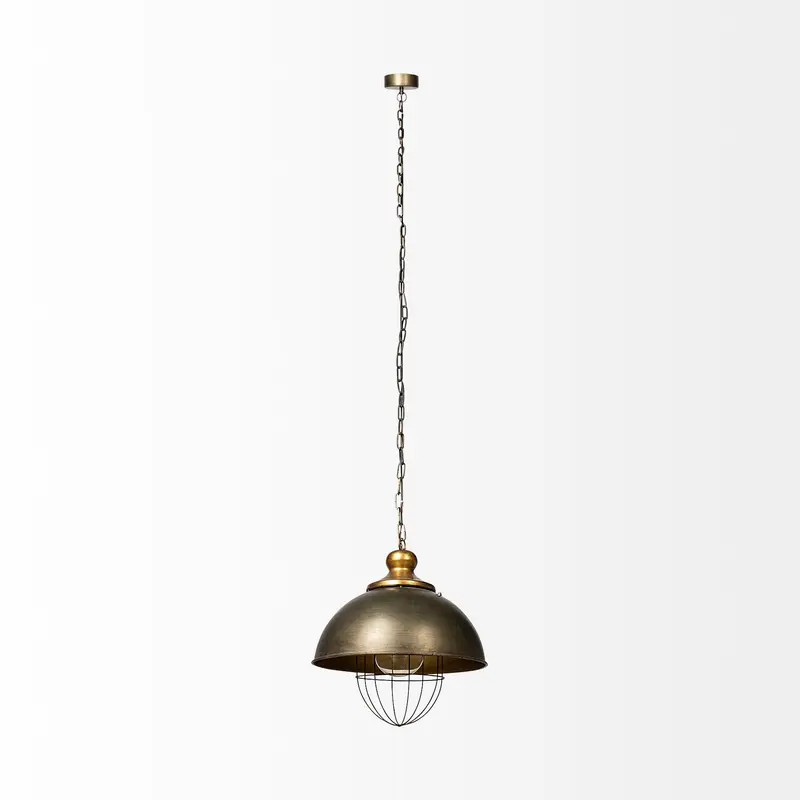 Rustic Gold Ton Metal Dome Hanging Light By Homeroots